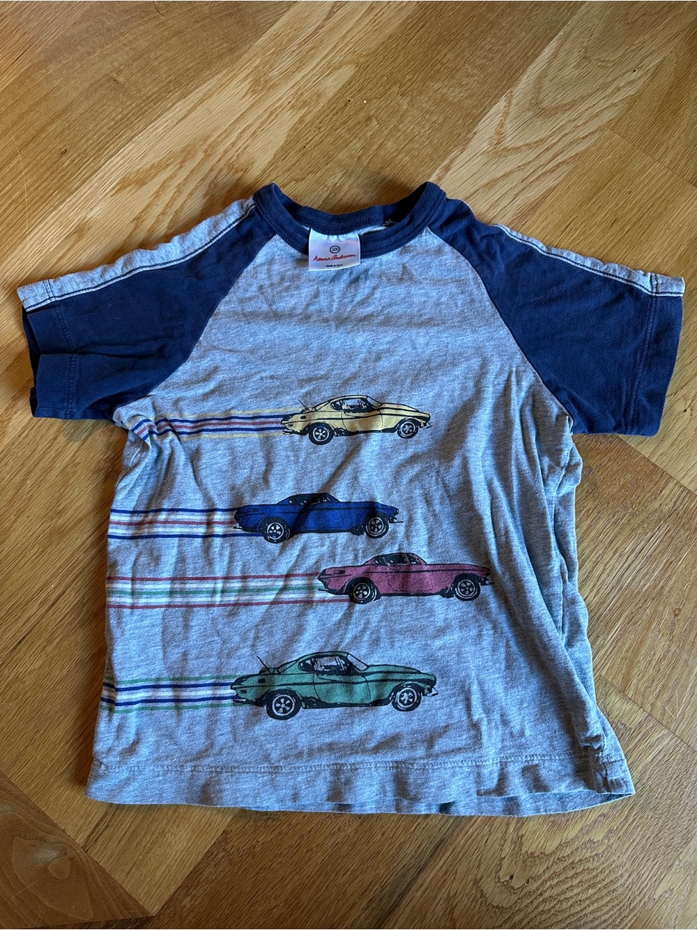 Hanna Andersson short-sleeve raglan tee with a classic car graphic.